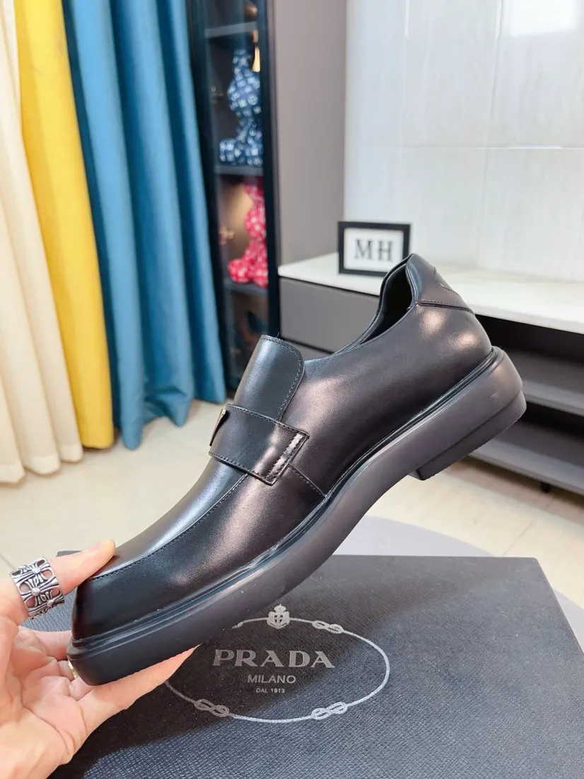 Men's shoes 💰540🌹🌹【PRADA Leather Shoes】Top purchasing agency Original imported Italian custom-made open-edge beaded cowhide leather surface, fully imported water-dyed breathable cowhide lining, original factory special molded sole super comfortable, size: 38-44